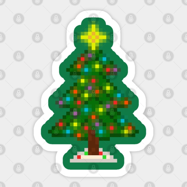 Pixel Christmas Tree with Glowing Lights (Green) Sticker by gkillerb